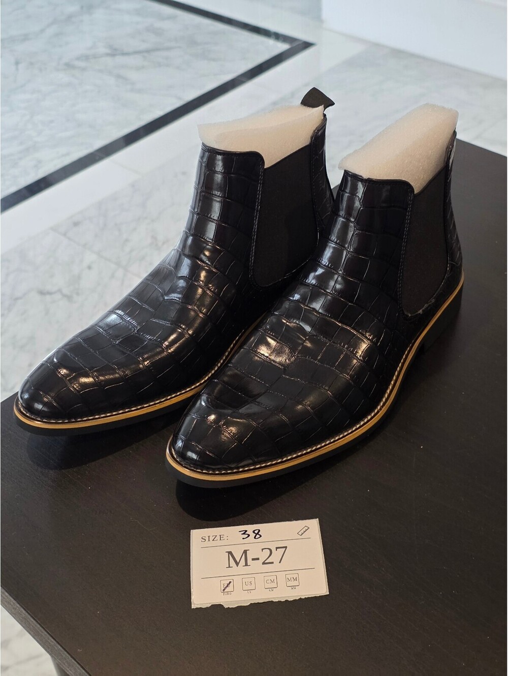 Men's Black Croc-Embossed Chelsea Boots